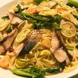 小豆島のすだちと炙りサバのぺペロンチーノ