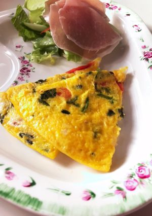 法蓮草とパプリカの和キッシュ風薄焼き-レシピのメイン写真