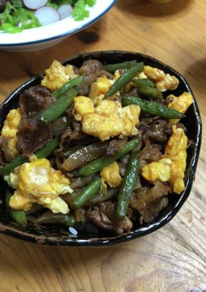 インゲンと甜麺醤のピリ辛牛丼！-レシピのメイン写真