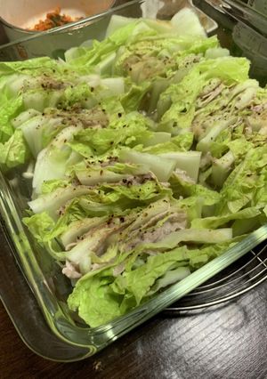 白菜と豚ロース薄切り肉のレンジ蒸し-レシピのメイン写真