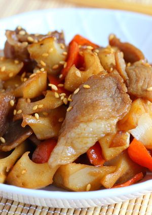 食べ応えあり！レンコンと豚肉のきんぴら-レシピのメイン写真