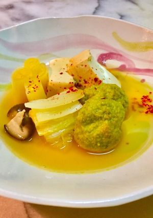 No2689 ほうれん草団子の湯豆腐-レシピのメイン写真
