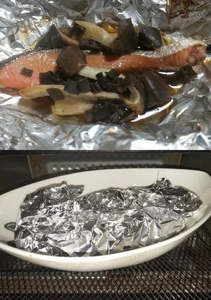 ウラベニホテイシメジ、鮭のホイル焼き・赤-レシピのメイン写真