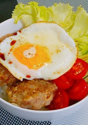 レンジで簡単照り焼きチーズロコモコ丼-レシピのメイン写真