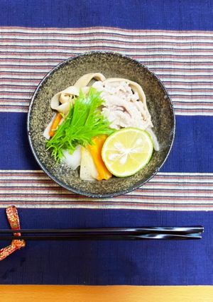 お鍋の締めに！大豆麺であったかうどん-レシピのメイン写真
