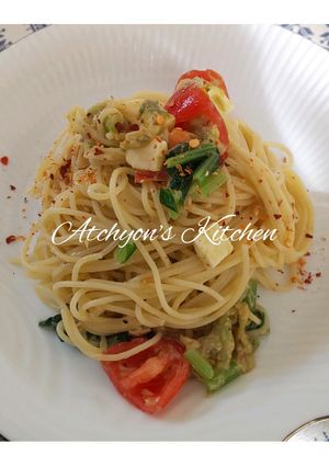 簡単！ツナと小松菜とチーズの冷製パスタ-レシピのメイン写真