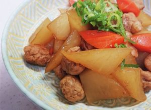 大根と小間切れ豚肉ボールの炒め煮-レシピのメイン写真