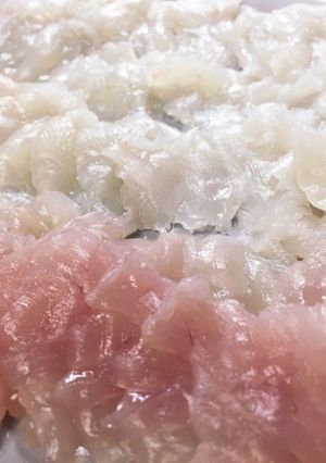 伊良湖沖で釣り上げた手切りフグ刺し-レシピのメイン写真
