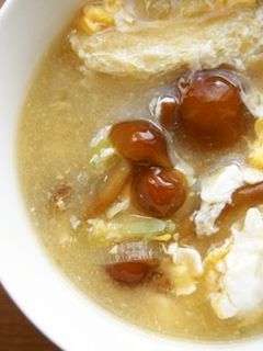 株とりなめこと卵のお味噌汁♪ツルふわ食感-レシピのメイン写真