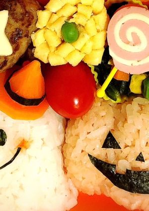 簡単キャラ弁☆オバケ＆かぼちゃオバケ-レシピのメイン写真
