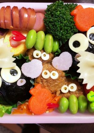 大小のまっくろくろすけ　キャラ弁当-レシピのメイン写真