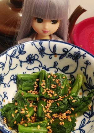 リカちゃん♡春菊おひたし(20年秋初)-レシピのメイン写真