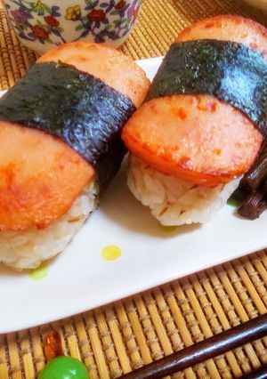 もち麦ご飯でヘルシーなスパム風おにぎり-レシピのメイン写真