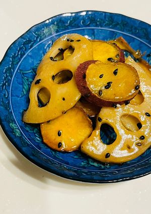 レンコンとさつまいもの甘辛炒め-レシピのメイン写真