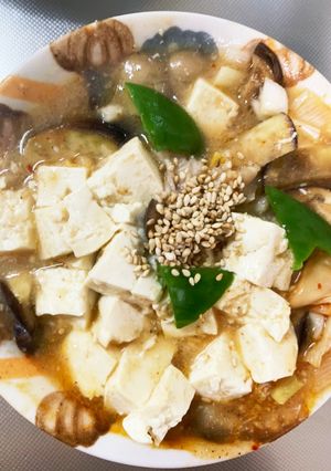 レンジ豚こまキムチで簡単麻婆豆腐&茄子-レシピのメイン写真