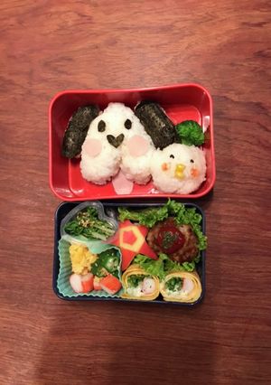 お弁当・169ワンだふるおにぎりとひよこ-レシピのメイン写真
