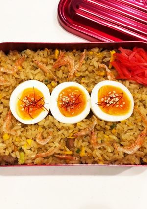 のっけ弁当(桜海老炒飯に茹で卵)-レシピのメイン写真
