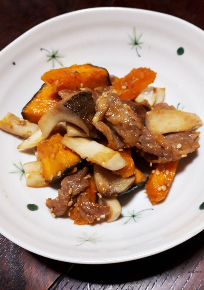 エリンギとかぼちゃの豚肉炒め-レシピのメイン写真