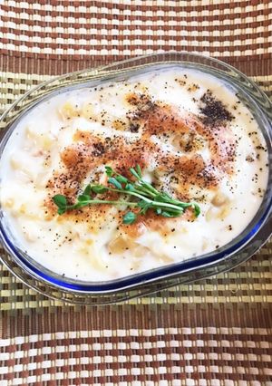 あつあつ!焼きクリーミースープパスタ♪-レシピのメイン写真