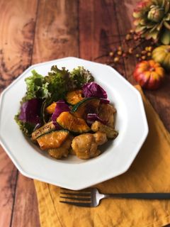 鶏と秋野菜のハニーマスタード炒め-レシピのメイン写真