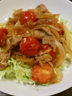 ミニトマトで豚肉生姜焼き-レシピのメイン写真