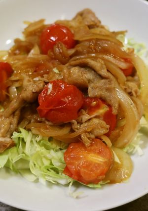 ミニトマトで豚肉生姜焼き-レシピのメイン写真
