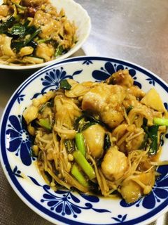 鶏肉とニラときのこの黒酢炒め-レシピのメイン写真