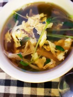 簡単!免疫アップ!豆苗とえのきの卵スープ-レシピのメイン写真