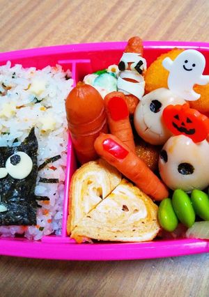 今日のキャラ弁10/23(ネコハロウィン-レシピのメイン写真