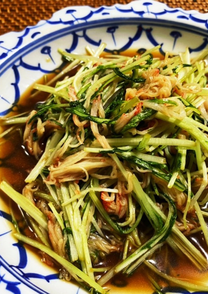水菜とカニかまのオイスターソース炒め-レシピのメイン写真