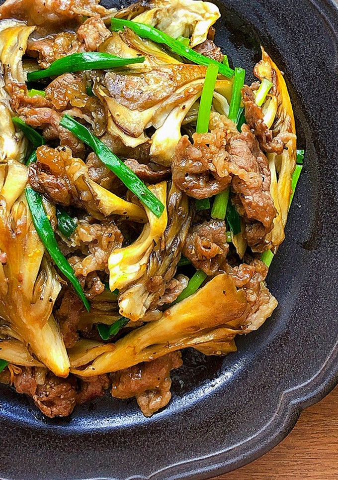 (減塩) 牛肉と舞茸の黒胡椒炒め-レシピのメイン写真