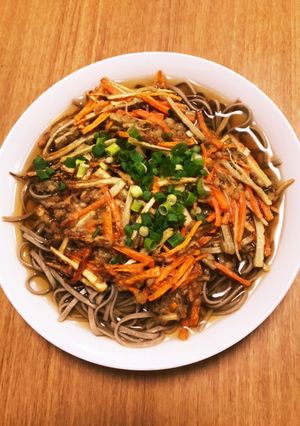スーパー大麦入りゴボウ人参のかき揚げ蕎麦-レシピのメイン写真