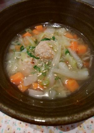 鶏だんご生姜スープ(万能野菜mix使用)-レシピのメイン写真