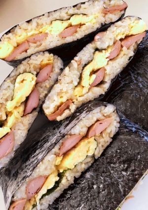 ギョニソでスパムおにぎり風おにぎらず-レシピのメイン写真