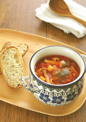 さば缶としめじのトマトスープパスタ-レシピのメイン写真