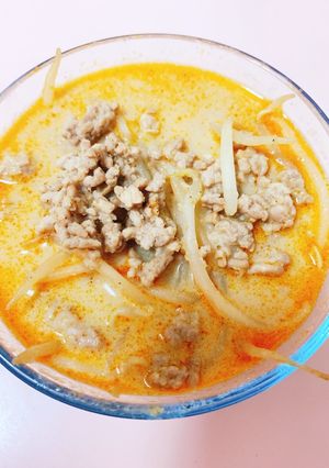 ひき肉ともやしの豆乳坦々スープ-レシピのメイン写真