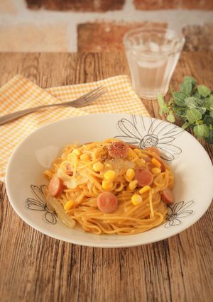 ウィンナーと玉葱のコンポタパスタ-レシピのメイン写真