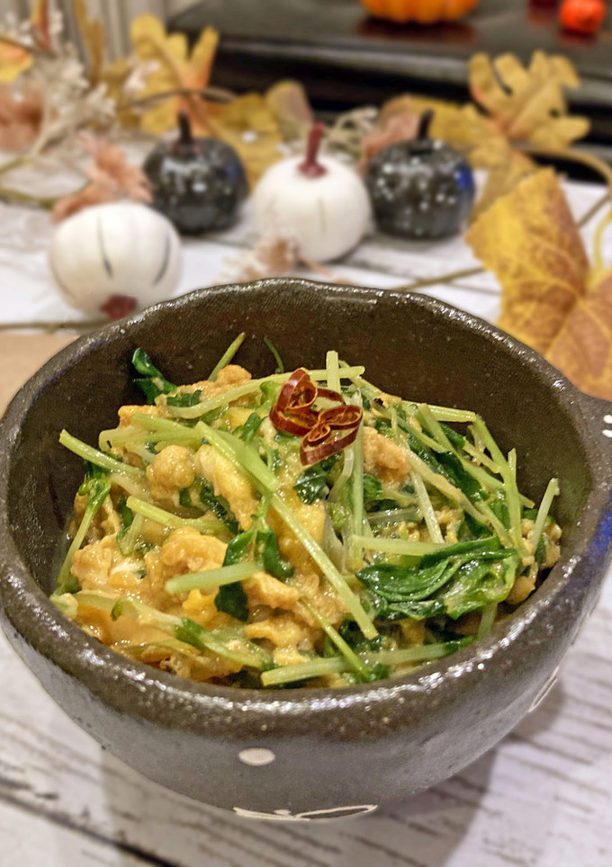 豆苗の卵とじ　☆☆-レシピのメイン写真