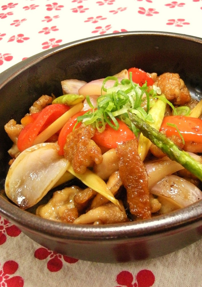 鶏皮と野菜の甘酢だれ炒め-レシピのメイン写真