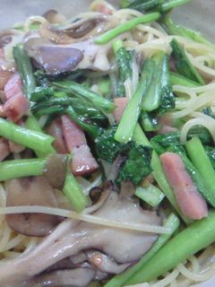 小松菜と舞茸の昆布茶パスタ-レシピのメイン写真