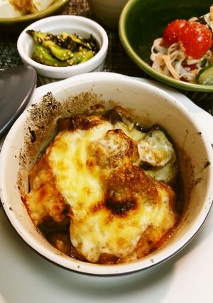 秋の味覚と牛肉の味噌煮込みチーズ焼き-レシピのメイン写真