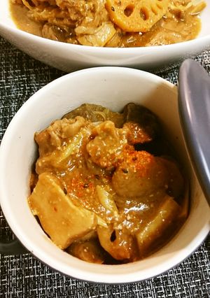 秋の味覚と牛肉の味噌煮込み-レシピのメイン写真