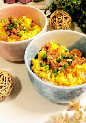 豆腐が入った卵のカサ増しふわふわ三色丼✨-レシピのメイン写真