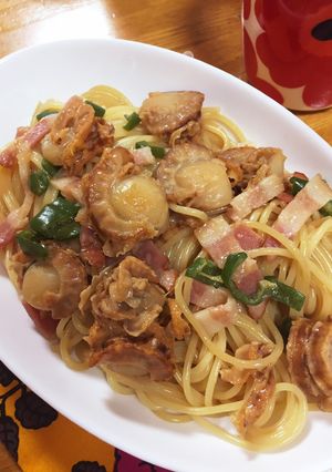 照り焼きチキン風ホタテとベーコンのパスタ-レシピのメイン写真