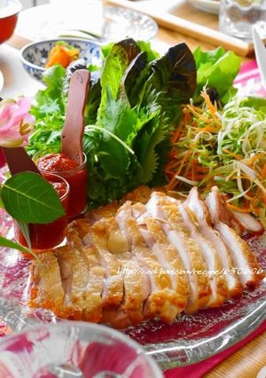 韓国風☆鶏肉の手巻きサラダ　-レシピのメイン写真