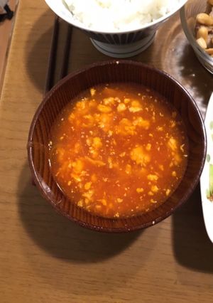 トマトジュースで簡単！卵トマトスープ-レシピのメイン写真