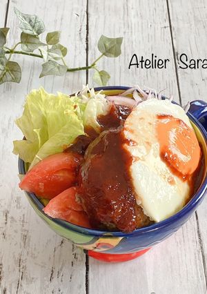 簡単♫ロコモコ風ハンバーグ丼-レシピのメイン写真