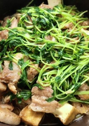 豚バラ・豆腐・豆苗のトウチ醬重ね煮-レシピのメイン写真