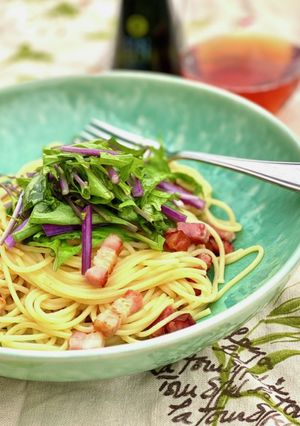 水菜とベーコンのレモン風味爽やかパスタ-レシピのメイン写真