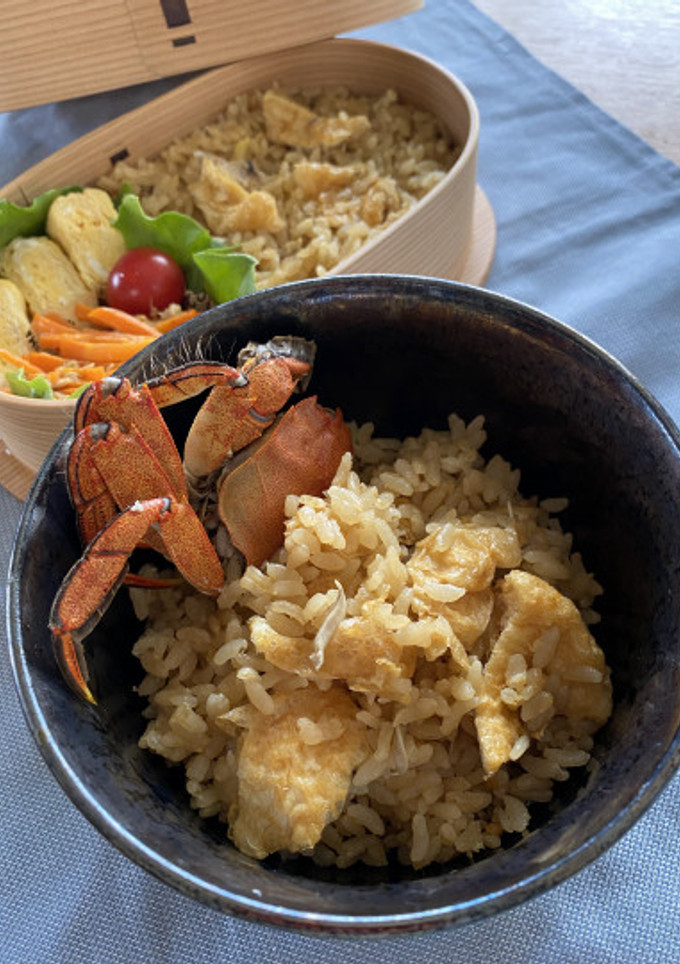 モクズガニと油揚げの炊き込みご飯-レシピのメイン写真